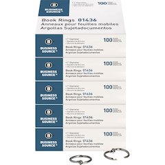 Business Source Standard Book Rings - 1" Diameter - Silver - Nickel Plated - 500 / Bundle