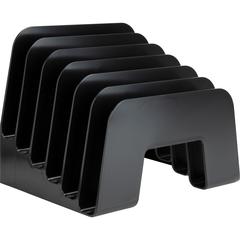 Business Source 6-slot Inclined Desk Step Sorter - 6 Compartment(s) - 6.50" Height x 8" Width x 7.75" Depth - Desktop - 25% Recycled - Black - Plastic - 1 Each