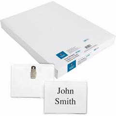 Business Source Clip Holder Style Badge Kit - 3" Height x 4" Width - Clear - 50 / Box