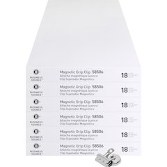 Business Source Magnetic Grip Clips Pack - No. 1 - 1.3" Width - for Paper - Magnetic, Heavy Duty - Silver - 18/Box - 6 / Bundle
