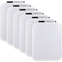 Lorell Personal Whiteboards - 11" (0.9 ft) Width x 8.5" (0.7 ft) Height - White Melamine Surface - White Plastic Frame - Rectangle - Write-on, Wipe-off - 6 / Bundle