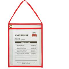 C-Line Hanging Strap Shop Ticket Holder - Support 9" x 12" Media - 15 / Box - Red, Clear