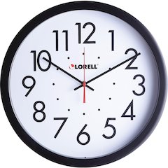 Lorell 14-1/2" Self-Set Wall Clock - Analog - Quartz - White Main Dial - Black Case