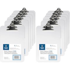 Business Source Plastic Clipboard - 6" x 9" Sheet Size - Spring Clip - Plastic - Clear - 12 / Box