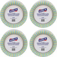 Genuine Joe 10" Printed Paper Plates - Disposable - 10" Diameter - Assorted - 125/Pack - 4 / Carton