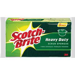 Scotch-Brite Heavy-Duty Scrub Sponges - 2.8" Height x 4.5" Width - 9/Pack - Yellow, Green
