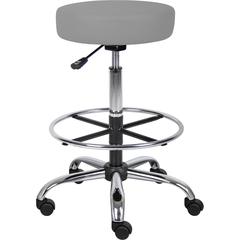 Boss Caressoft Medical/Drafting Stool - Gray Seat Color - Vinyl, Foam Seat Material - Chrome Frame Color - 5-star Base - 1 Each