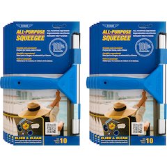 Ettore All-purpose Squeegee - Rubber Blade - Plastic Handle - 1.5" Height x 10" Width x 12" Length - Lightweight, Streak-free - Blue - 12 / Carton