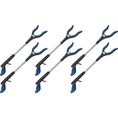 Ettore Grip 'n Grab Multipurpose Pickup Tool - 16" Reach - Lightweight, Rust Proof, Articulating Head, Comfortable Handle - Aluminum, Plastic, Rubber - Blue - 6 / Carton