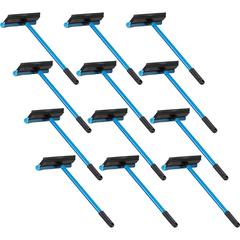 Ettore Auto Squeegee Scrubber - 8" Rubber Blade - 16" Aluminum Handle - Durable, Streak-free, Lightweight - Blue - 12 / Carton