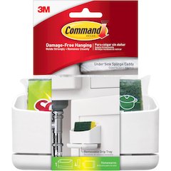Command Under Sink Sponge Caddy - 9.38" Height x 12" Width x 7.75" Depth - Dishwasher Safe, Adhesive - White - 12 / Carton