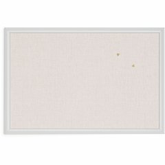 U Brands Linen Bulletin Board - 20" Board Height x 30" Board Width - Tan Cork Surface - Self-healing, Durable, Mounting System - White Wood Frame - 1 Each