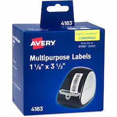 Avery&reg; Direct Thermal Roll Labels - 3 1/2" Height x 1 1/8" Width - Permanent Adhesive - Rectangle - Thermal - Bright White - Paper - Water Resistant - 350 / Sheet - 350 / Roll - 2 Total Sheets - 7
