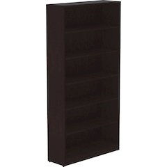Lorell Laminate Bookcase - 0.7" Thickness Shelf, 72" Height x 36" Width x 12" Depth - 6 Shelve(s) - 5 Adjustable Shelf(ves) - Square Edge - Material: Thermofused Laminate (TFL) - Finish: Espresso - St