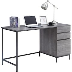 Lorell SOHO Desk with Side Drawers - 30" Height x 55" Width x 23.6" Depth - Total Drawer(s): 3 - Single Pedestal on Right Side - Finish: Charcoal - 1 Each