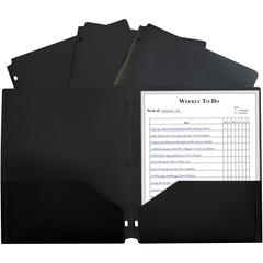 C-Line 2-pocket Heavyweight Poly Portfolio Pocket - 9.4" Width x 11.4" Length x 100 mil Thickness - For Letter 8 1/2" x 11" Sheet - 3 x Holes - Ring Binder - Rectangular - Black - Polypropylene - 25 /