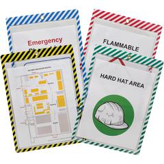 C-Line Safety Striped Shop Ticket Holders - 0.1" Height x 9.8" Width x 13.6" Length - Vinyl - Assorted - 1 Box