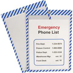 C-Line Safety Striped Shop Ticket Holders - 0.1" Height x 9.8" Width x 13.6" Length - Vinyl - Blue, White - 1 Box