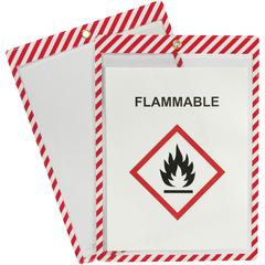 C-Line Safety Striped Shop Ticket Holders - 0.1" Height x 9.8" Width x 13.6" Length - Vinyl - White, Red - 1 Box