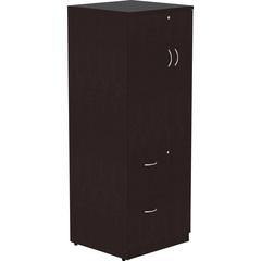 Lorell Essentials Series Tall Storage Cabinet - 65.6" Height x 23.6" Width x 23.6" Depth Cabinet - Total Drawer(s): 2 - 1 Door(s) - 2 Shelve(s) - Material: Laminate, Medium Density Fiberboard (MDF), P