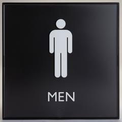 Lorell Men's Restroom Sign - Print/Message "Men" , "Toilette Men" - 8" Width x 8" Height - Square Shape - Surface-mountable - Easy Readability, Injection-molded - Restroom, Architectural - Plastic - B