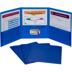 C-Line Letter Pocket Folder - 8 1/2" x 11" - 3 Internal Pocket - Blue - 24 / Box