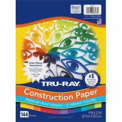 Tru-Ray Color Wheel Construction Paper - Project - 144 Piece(s) - 12" Height x 9" Width x 1" Length - Yellow, Gold, Orange, Festive Red, Holiday Red, Magenta, Violet, Purple, Blue, Turquoise, Holiday 