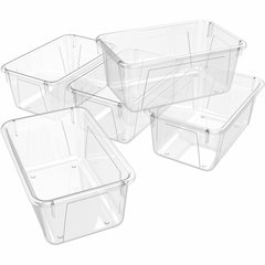 Storex Crystal Clear Cubby Bin - 5.18" Height x 7.80" Width x 12.09" Length - Clear - 5 / Carton