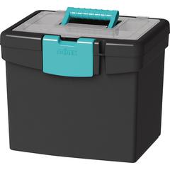 Storex File Storage Box with XL Storage Lid - External Dimensions: 10.9" Length x 13.2" Width x 11" Height - 30 lb - Media Size Supported: Letter 8.50" x 11" - Clamping Latch Closure - Plastic - Black
