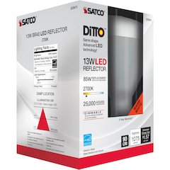 Satco Frosted LED Bulbs - 13 W - 85 W Incandescent Equivalent Wattage - 120 V AC - 1075 lm - BR40 Size - Frosted White - Warm White Light Color - E26 Base - 25000 Hour - 2700&deg;K Color Temperature -