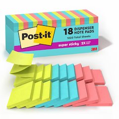 Post-it&reg; Super Sticky Dispenser Notes - Supernova Neons Color Collection - 3" Flag/Note Width x 3" Flag/Note Length - Square - 90 Sheets per Pad - Aqua Splash, Acid Lime, Guava - Paper - Super Sti