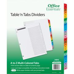 Avery&reg; Table 'n Tabs Multicolored Tab A-Z Dividers - 288 x Divider(s) - 288 Tab(s) - A-Z - 26 Tab(s)/Set - 8.5" Divider Width x 11" Divider Length - 3 Hole Punched - White Paper Divider - Multicol