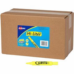Avery&reg; Desk-Style Highlighters Value Pack - Fluorescent Yellow Ink - Water Based - School, Document, Home, Office, Planner - 200 / Carton