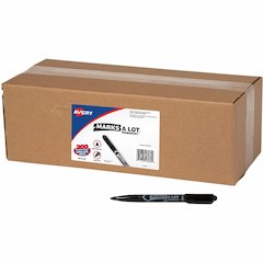 Avery&reg; Marks-A-Lot Value Pack Pen-Style Permanent Markers - Bold Bullet Marker Point - Black Ink - Metal, Plastic, Warehouse, Classroom, Office - 200 / Carton