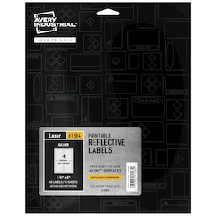 Avery&reg; Reflective Sign Labels - 3 1/2" Width x 5" Length - Permanent Adhesive - Rectangle - Laser - Silver - Film - Water Resistant - 4 / Sheet - 10 Total Sheets - 40 Total Label(s) - 1 Pack