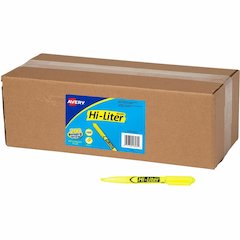 Avery&reg; Pen Style Highlighters - Fluorescent Yellow Ink - Journaling, Planner, Classroom, School, Home, Office, Sketching - 200 / Carton