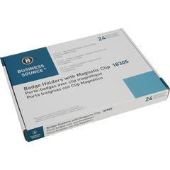 Business Source Magnetic Name Badges - 3" Height x 4" Width - Rubber - White - 24 / Pack