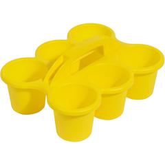 Deflecto Antimicrobial Kids 6 Cup Caddy - 6 Compartment(s) - 5.3" Height x 12.1" Width x 9.6" Depth - Lightweight, Portable, Antimicrobial, Easy to Clean, Handle, Stackable, Mildew Resistant - Yellow 