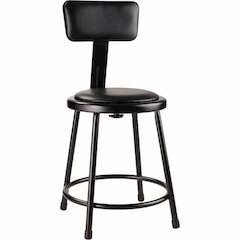National Public Seating 6400 Series Heavy-Duty Padded Stools - Black Seat Color - Vinyl, Medium Density Fiber (MDF) Seat Material - Black Frame Color - Steel Frame Material - Four-legged Base - Black 