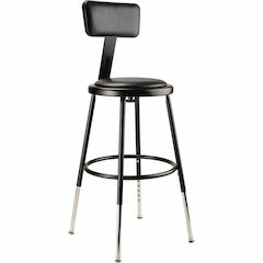 National Public Seating 6400 Series Heavy-Duty Padded Stools - Black Seat Color - Vinyl, Medium Density Fiber (MDF) Seat Material - Black Frame Color - Steel Frame Material - Four-legged Base - Black 