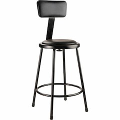 National Public Seating 6400 Series Heavy-Duty Padded Stools - Black Seat Color - Vinyl, Medium Density Fiber (MDF) Seat Material - Black Frame Color - Steel Frame Material - Four-legged Base - Black 