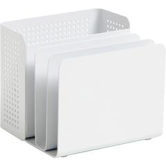 U Brands Modern Perforated Metal Sorter Cup - 3.90" Height x 4.40" Width x 4.30" Depth - Durable - White - Metal - 1 Each