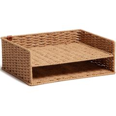 U Brands Woven Paper Tray - 12.60" Height x 9.70" Width x 4.60" Depth - Sturdy - Brown - 1 Each