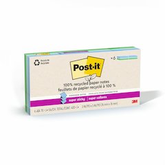 Post-it&reg; Super Sticky Adhesive Note - 420 - 3" Flag/Note Width x 3" Flag/Note Length - Square - 70 Sheets per Pad - Assorted Oasis - Removable, Repositionable, Recyclable, Pop-up - Recycled - 6 / 