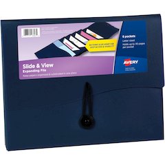 Avery&reg; Slide & View Letter Organizer Folder - 8 1/2" x 11" - 40 Sheets Capacity - 6 Pocket - Plastic, Poly - Navy - 1 Each