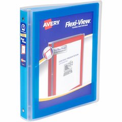 Avery&reg; Flexi-View 3 Ring Binder, 1 Inch Round Rings, 1 Blue Binder - 1" Binder Capacity - Letter - 8 1/2" x 11" Sheet Size - 175 Sheet Capacity - Fastener: Round Ring - Pocket: 1, Inside Back - Po
