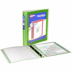 Avery&reg; Flexi-View 3 Ring Binder, 1 Inch Round Rings, 1 Chartreuse Green Binder - 1" Binder Capacity - Letter - 8 1/2" x 11" Sheet Size - 175 Sheet Capacity - Fastener: Round Ring - Pocket: 1, Insi
