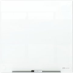 Quartet InvisaMount Magnetic Glass Board - 48" (4 ft) Width x 48" (4 ft) Height - White Glass Surface - Horizontal - Magnetic - Frameless, Accessory Tray, Non-absorbent, Stain Resistant, Ghost Resista