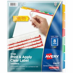 Avery&reg; Index Maker Index Divider - 8 x Divider(s) - Print-on Tab(s) - 8 - 8 Tab(s)/Set - 8.5" Divider Width x 11" Divider Length - A4 - 8.50" Width x 11" Length - 3 Hole Punched - White Paper Divi