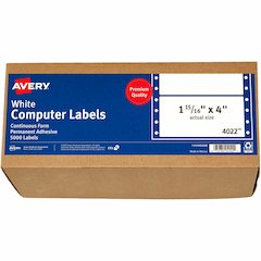Avery&reg; Address Label - 1 15/16" Width x 4" Length - Permanent Adhesive - Dot Matrix - White - 1 / Sheet - 5000 Total Label(s) - 5000 / Box